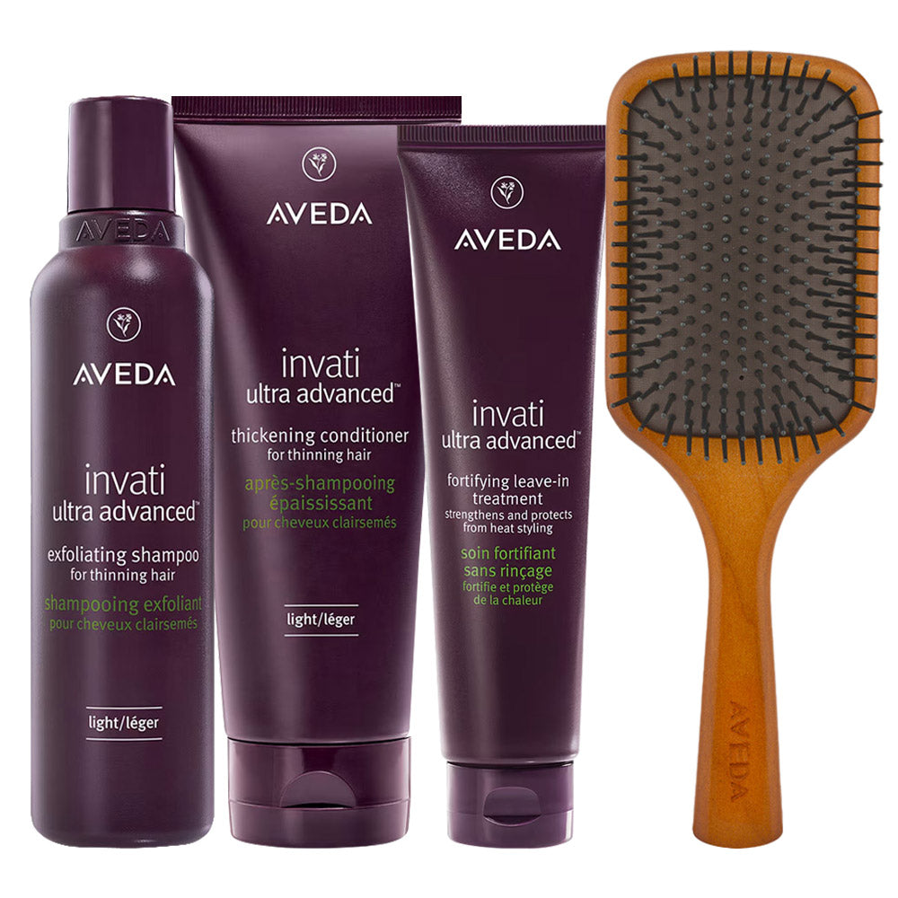 Aveda Invati Ultra Advanced Exfoliating Shampoo Rich 200ml Conditioner Rich 200ml Treatment 100ml + Paddle Brush [all]
