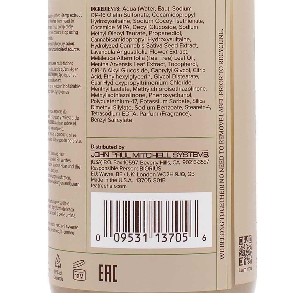 Paul Mitchell Tea Tree Hemp Restoring Shampoo & Body Wash 300ml - detergente 2 in 1 per capelli e corpo