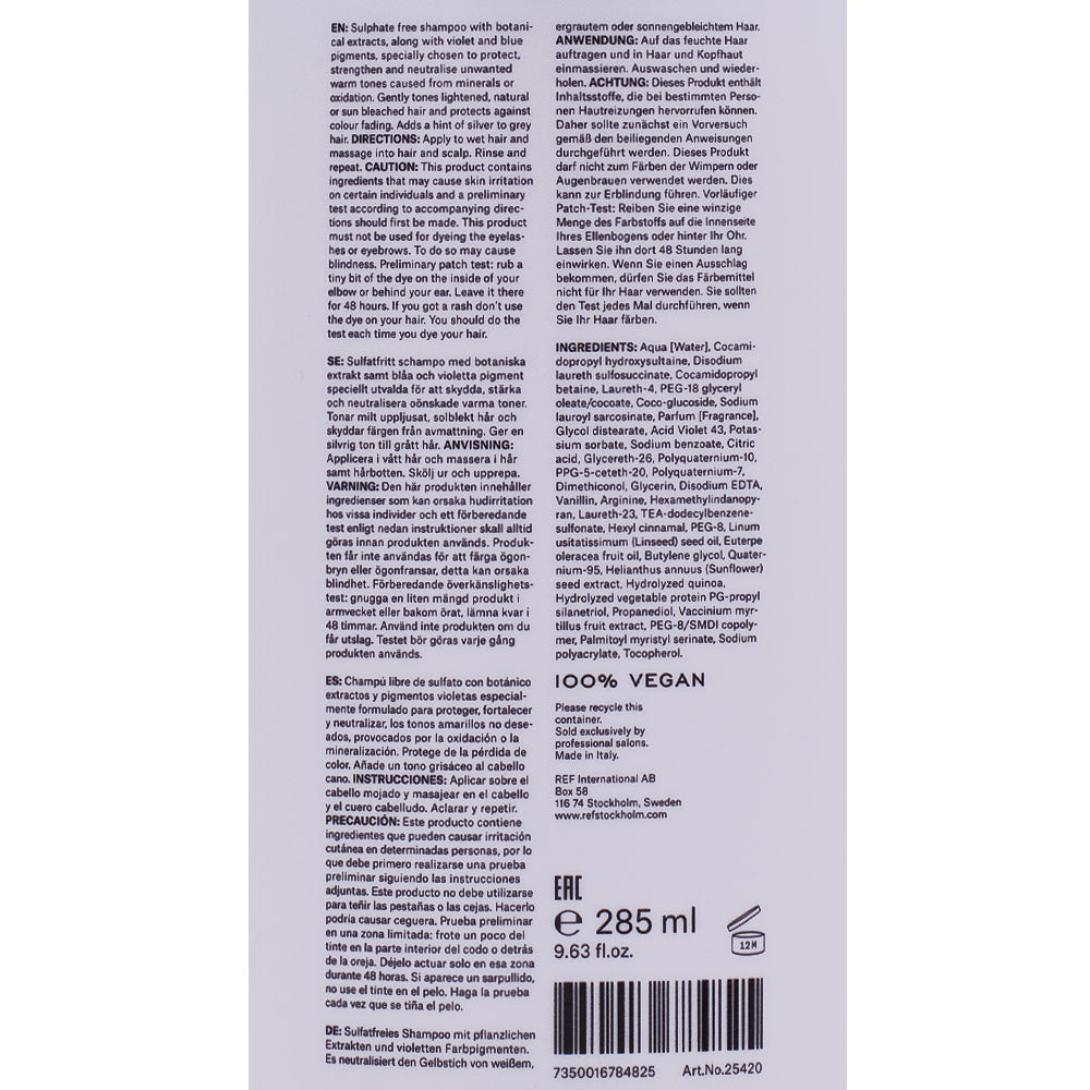 Ref Stockholm Cool Silver Shampoo 285ml - shampoo anti giallo capelli biondi