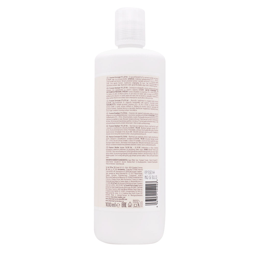 Schwarzkopf Professional Blond Me Premium Developer 9% 30Vol 1000ml - ossigeno attivatore [all]