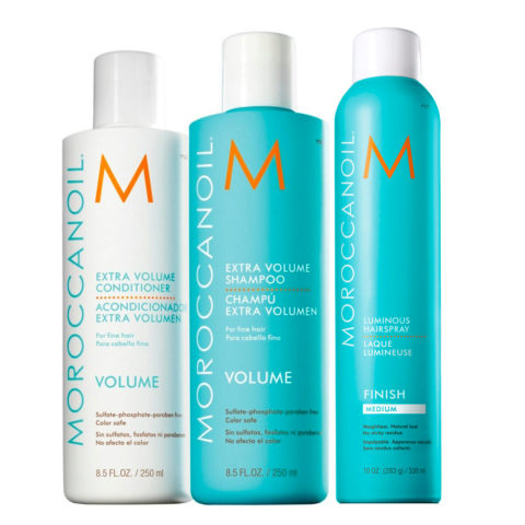 Moroccanoil Kit3 Extra volume shampoo 250ml e conditioner 250ml Luminous hairspray 330ml