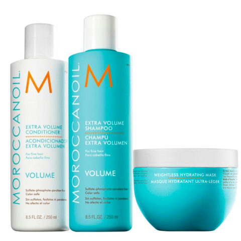 Moroccanoil Kit2 Extra volume shampoo 250ml e conditioner 250ml Weightless hydrating mask 250ml