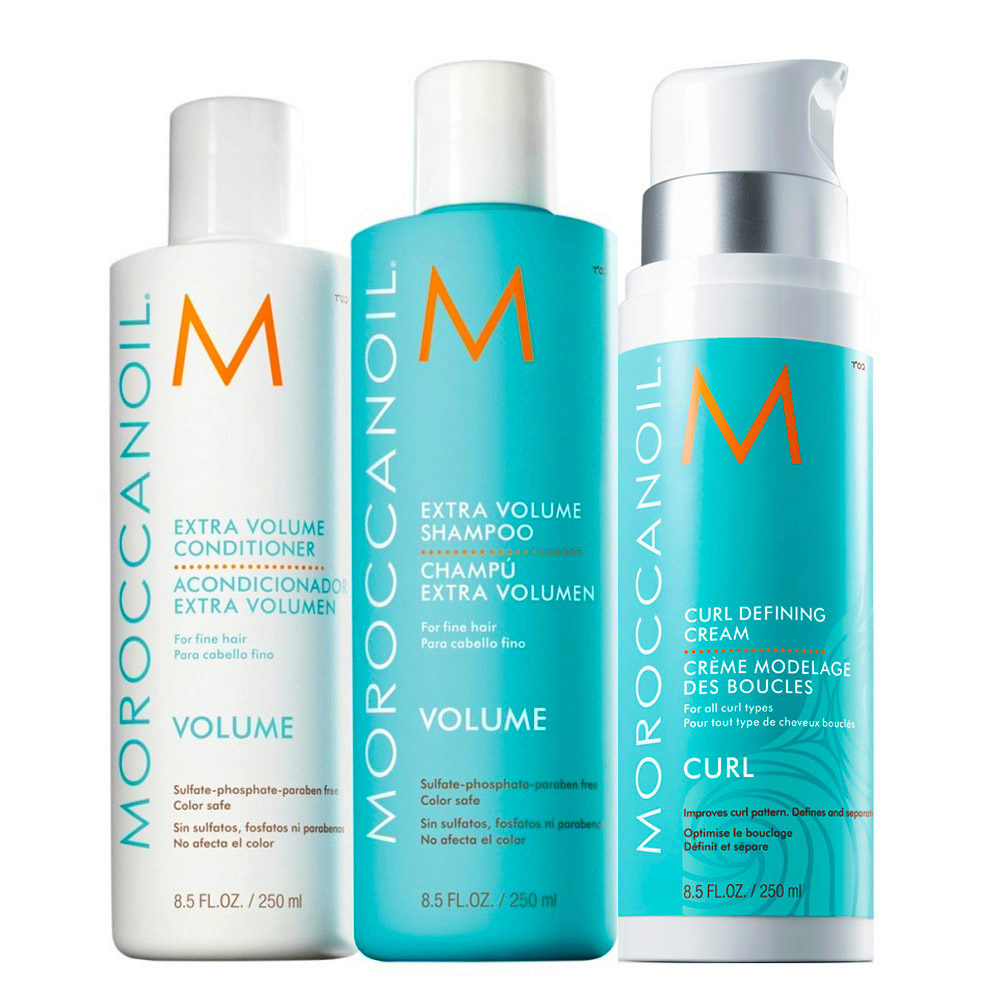 Moroccanoil Kit4 Extra volume shampoo 250ml e conditioner 250ml Curl defining cream 250ml