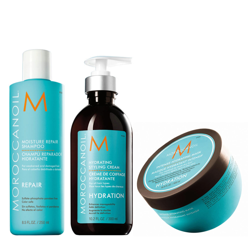 Moroccanoil Moisture repair shampoo 250ml Hydrating cream 300ml hydrating mask 250ml