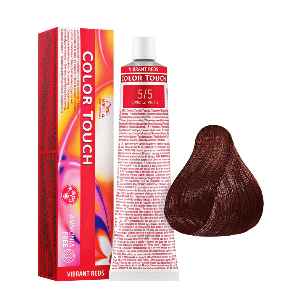 5/5 Light Mahogany Brown Wella Color Touch Vibrant Reds ammonia free 60ml