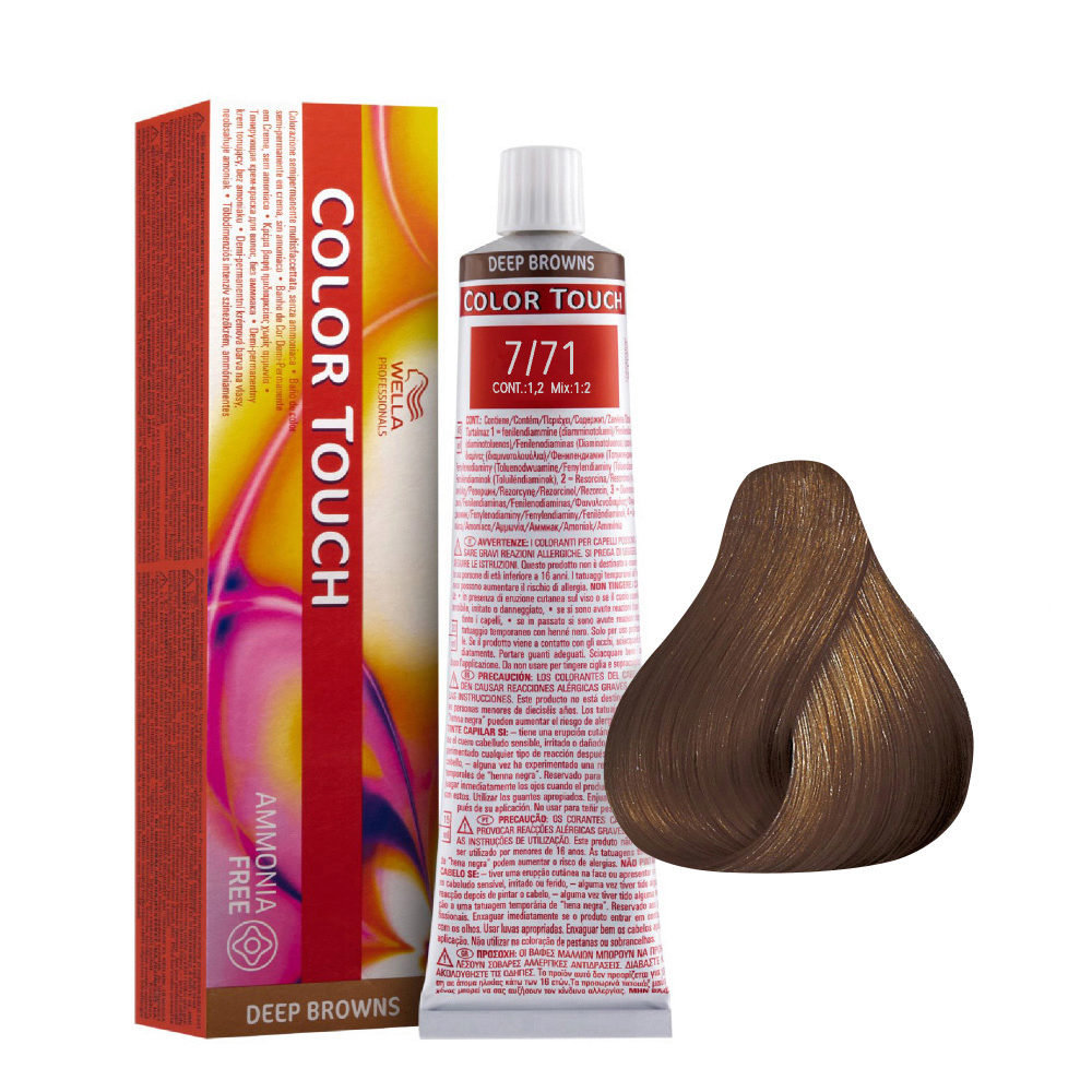 Wella Color Touch Deep Browns 7/71 Medium Sand Ash Blonde 60ml - demi-permanent color without ammonia