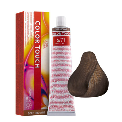 Wella Color Touch Deep Browns 6/71 Dark Sand Ash Blonde 60ml - demi-permanent color without ammonia