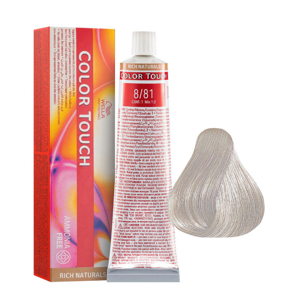 8/81 Light Blonde Pearl Ash Wella Color Touch Rich Naturals ammonia free 60ml