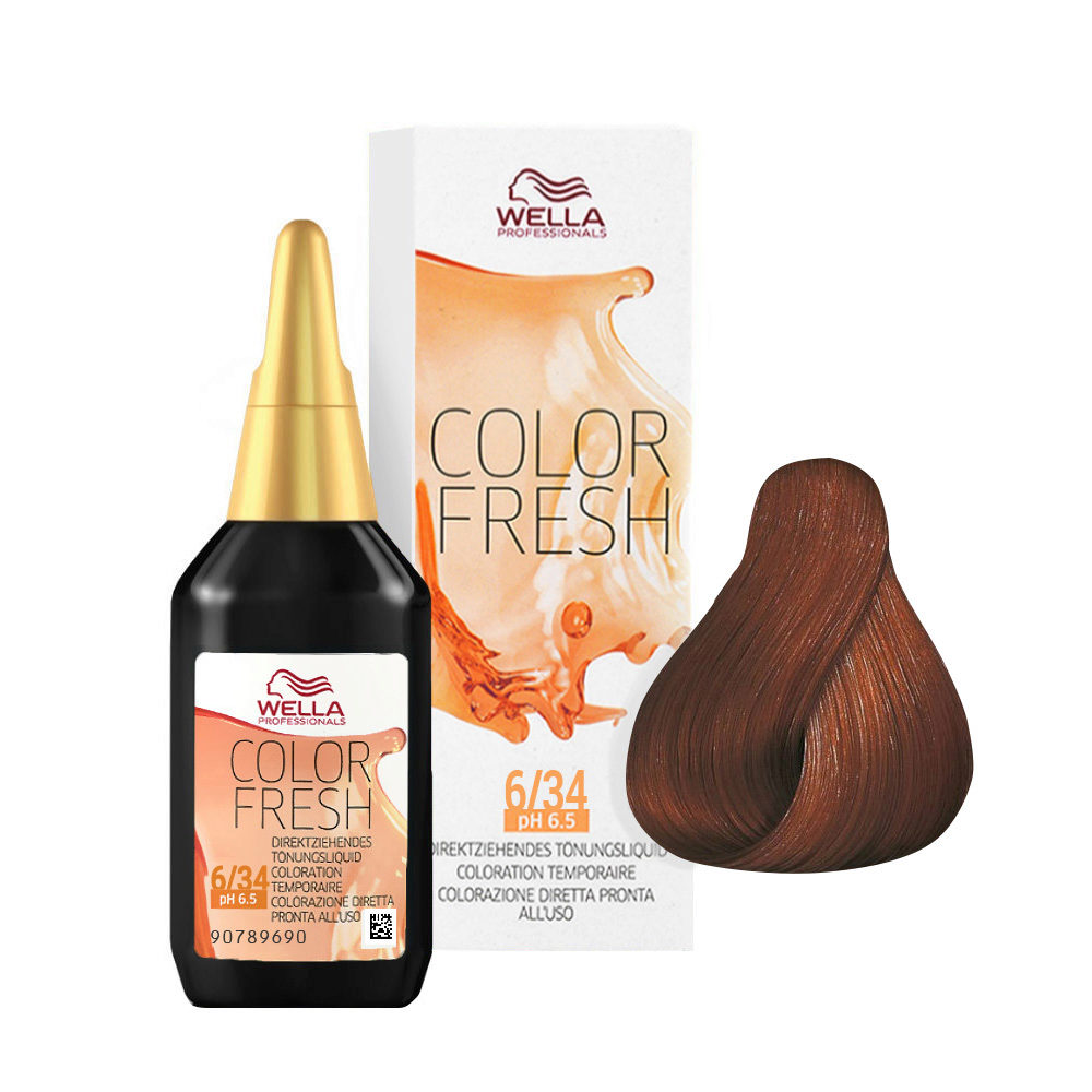 Wella Color Fresh 6/34 Dark Coppery Blond 75ml - conditioning colour enhancer without ammonia