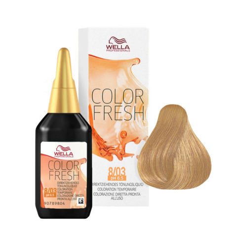 Wella Color Fresh 8/03 Light Natural Golden Blonde 75ml - conditioning colour enhancer without ammonia