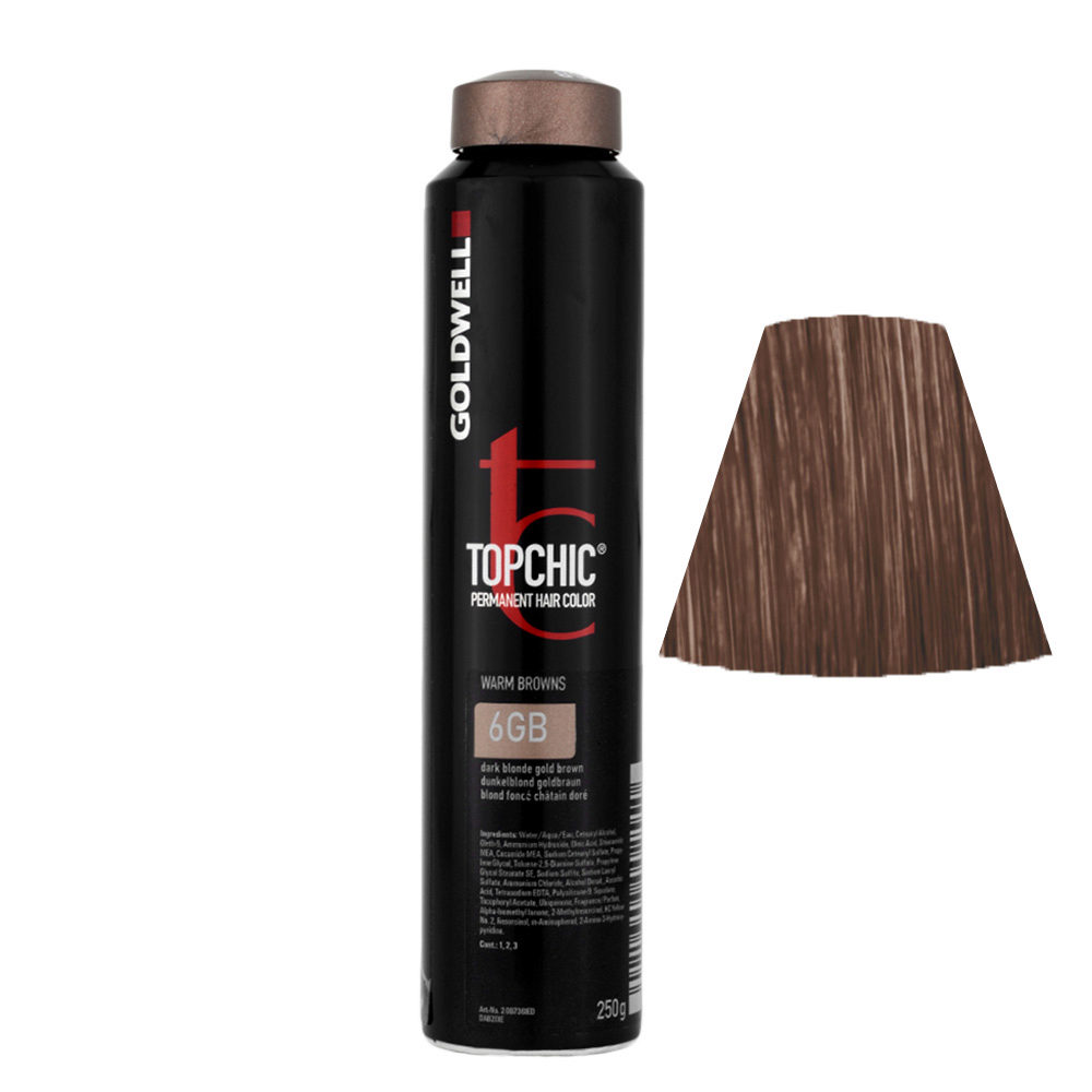 6GB Dark blonde gold brown Goldwell Topchic Warm browns can 250gr