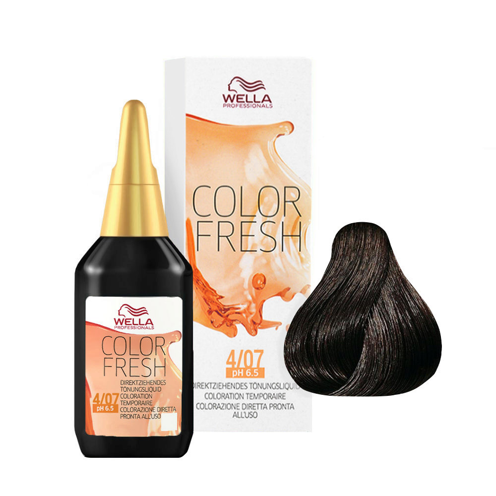 Wella Color Fresh 4/07 Medium Brown Natural Sand 75ml  - conditioning colour enhancer without ammonia