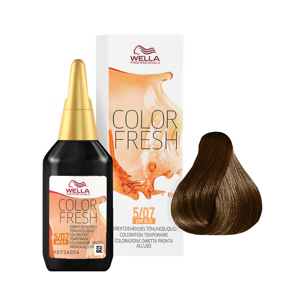 Wella Color Fresh 5/07 Light Brown Natural Sand 75ml  - conditioning colour enhancer without ammonia