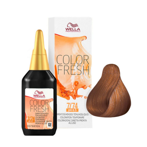 Wella Color Fresh 7/74 Medium Sand Copper Blonde 75 ml  - conditioning colour enhancer without ammonia