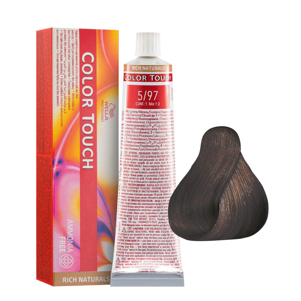 5/97 Light brown Cendrè Sabbia Wella Color Touch Rich Naturals ammonia free 60ml