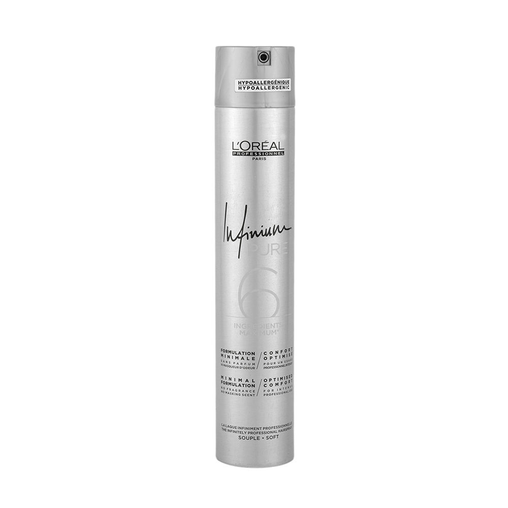 L'Oreal Hairspray Infinium Pure Soft 500ml - fine no fragrance hairspray