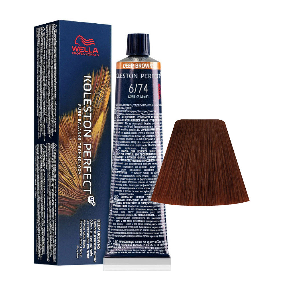 Wella Koleston perfect Me+ Deep Browns 6/74 Dark Coppery Sand Blonde 60ml - permanent colouring