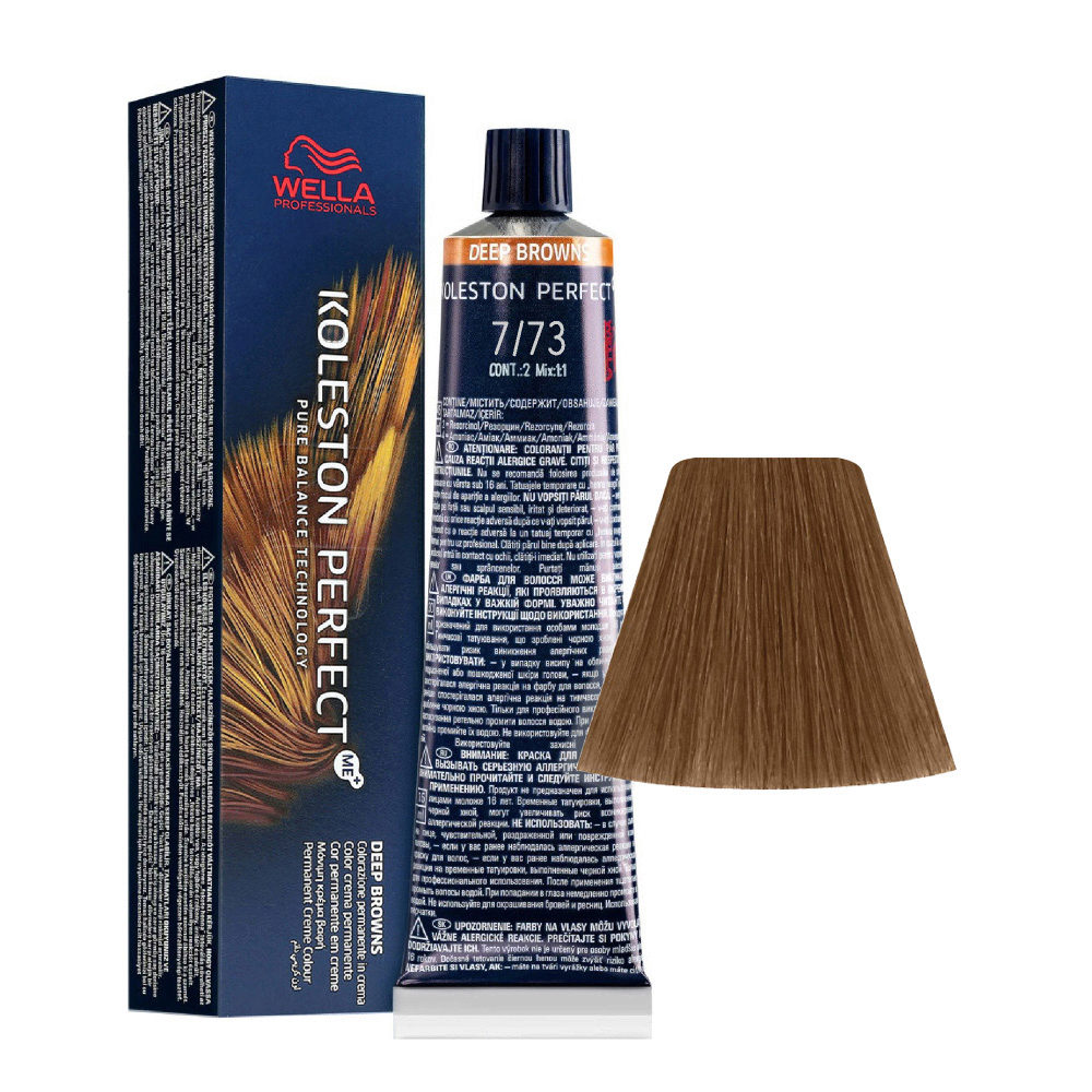 Wella Koleston Perfect Me+ Deep Browns 7/73 Medium Golden Sand Blonde 60ml - permanent colouring