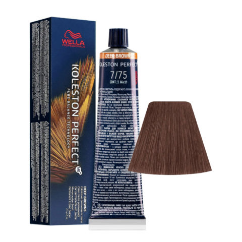 Wella Koleston Perfect Me+ Deep Browns 7/75 Medium Mahogany Sand Blonde 60ml - permanent colouring