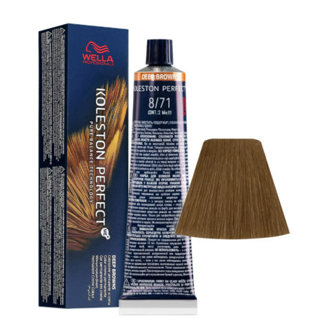 Wella Koleston Perfect Me+ Deep Browns 8/71 Light Sand Ash Blonde 60ml - permanent colouring