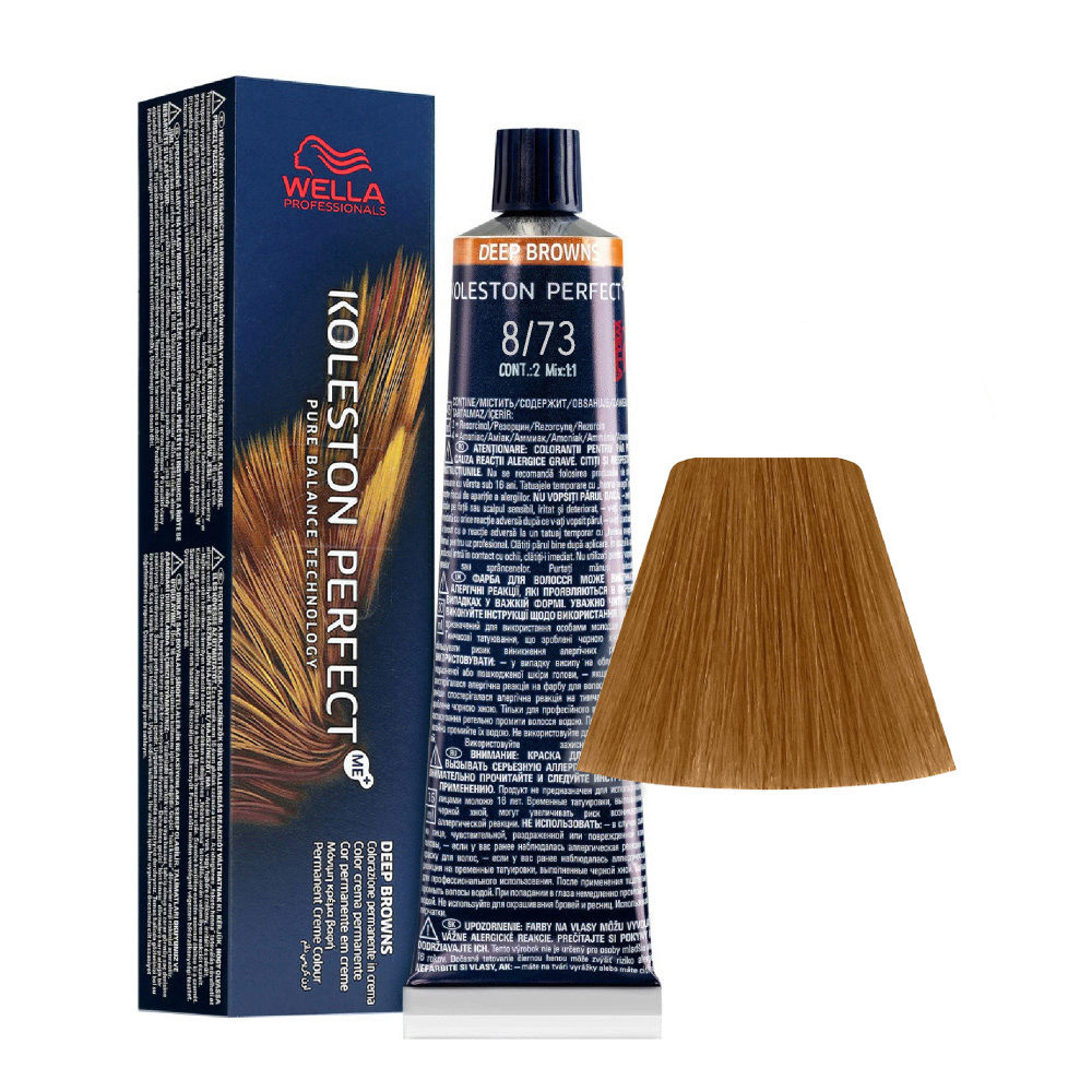 Wella Koleston Perfect Me+ Deep Browns 8/73 Light Sand Golden Blonde 60ml - permanent colouring