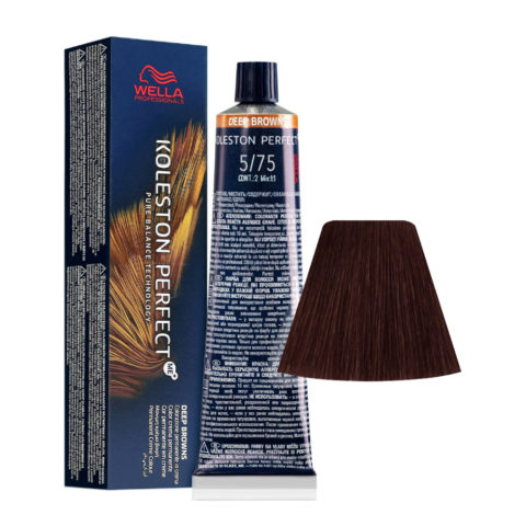 Wella Koleston Perfect Me+ Deep Browns 5/75 Light Mahogany Sand Brown 60ml - permanent colouring