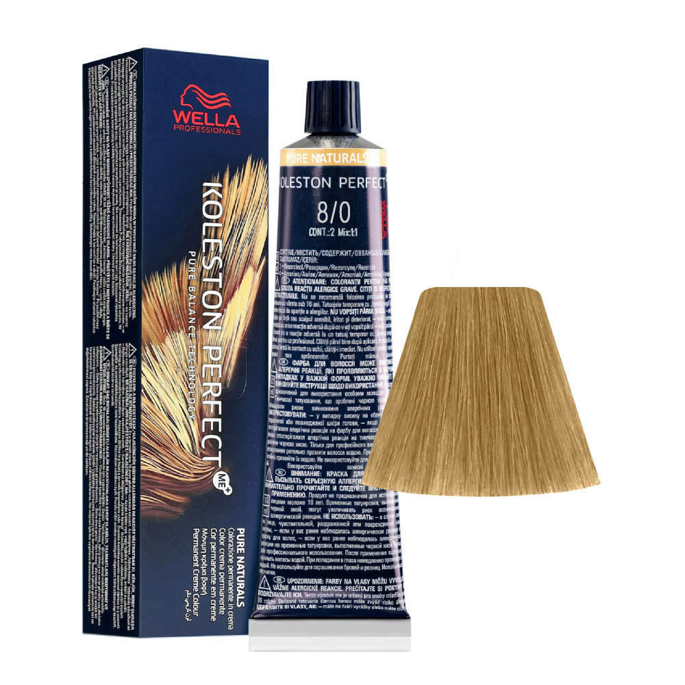 Wella Koleston Perfect Me+ Pure Naturals 8/0 Intense Light Blonde 60ml - permanent colouring