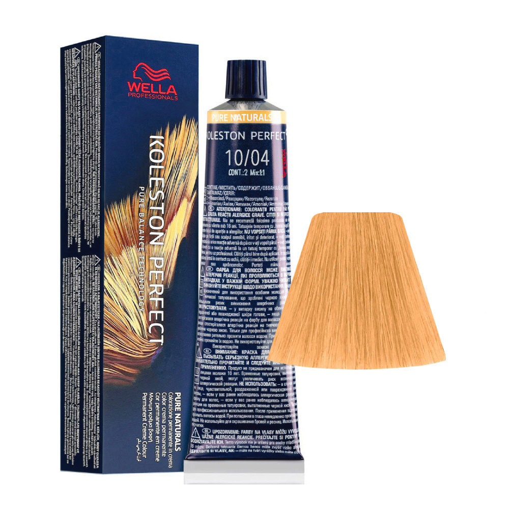 Wella Koleston Perfect Me+ Pure Naturals 10/04 Platinum Blonde Natural Copper 60ml - permanent colouring