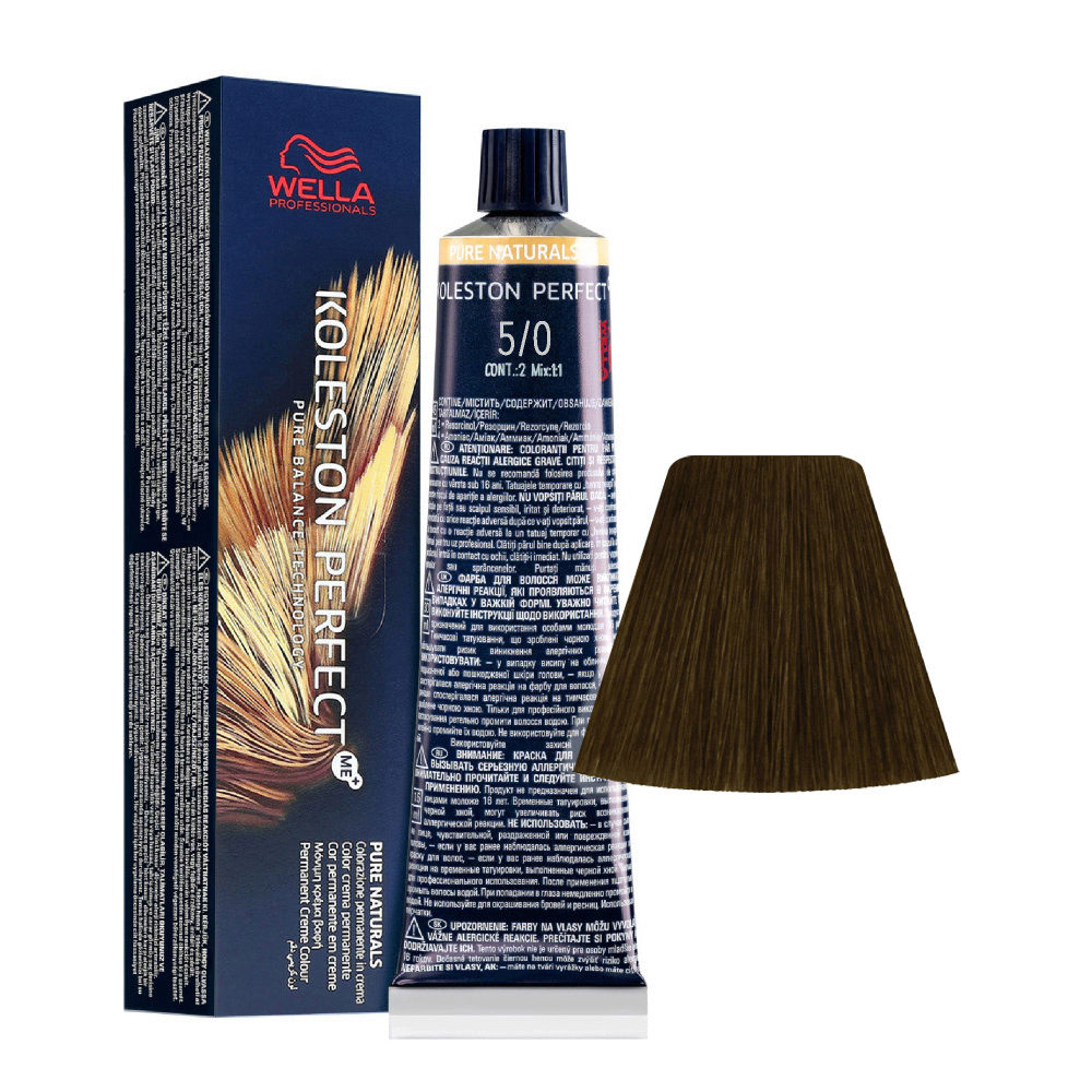 Wella Koleston Perfect Me+ Pure Naturals 5/0 Intense Light Brown 60ml - permanent colouring