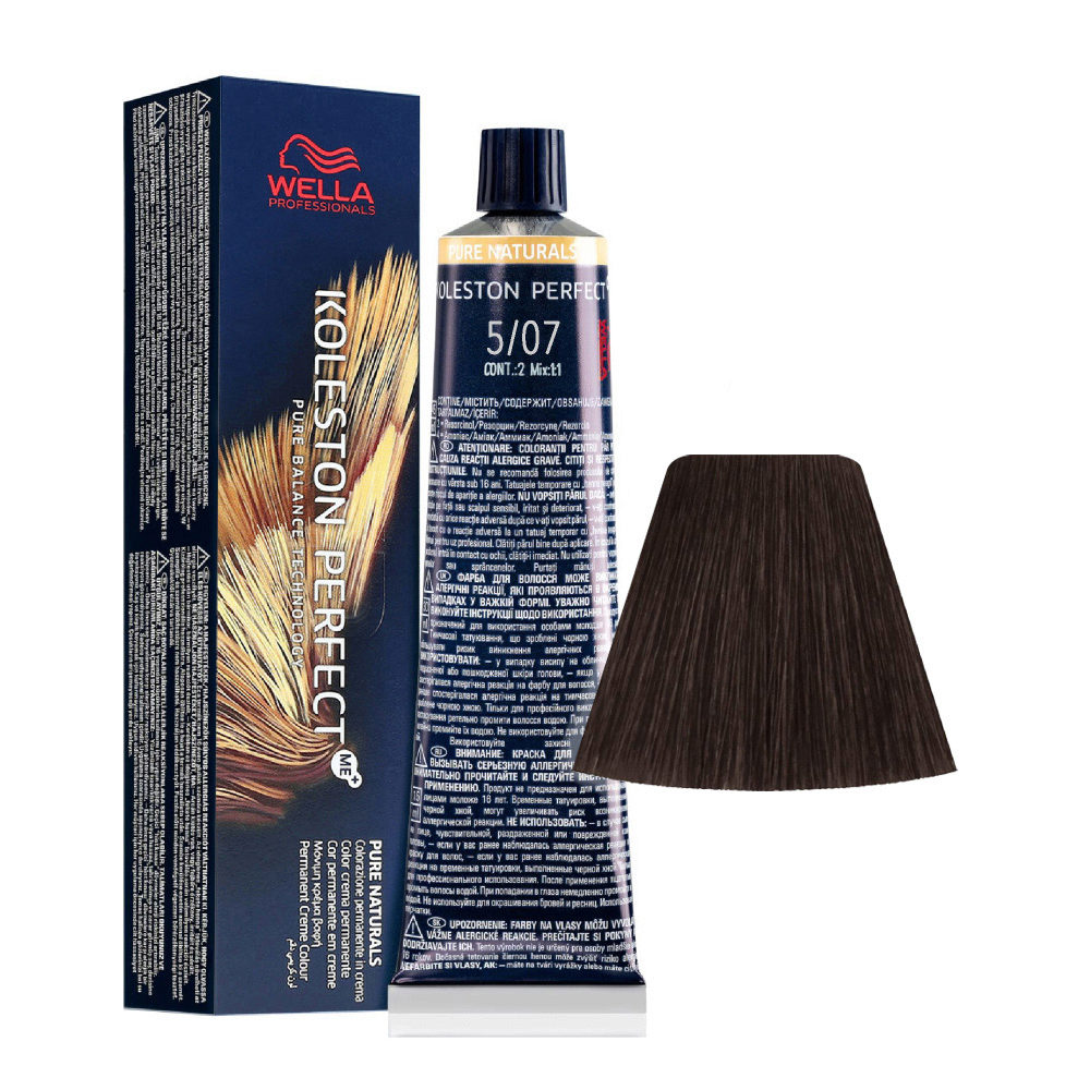 Wella Koleston Perfect Me+ Pure Naturals 5/07 Natural Sand Light Brown 60ml - permanent colouring