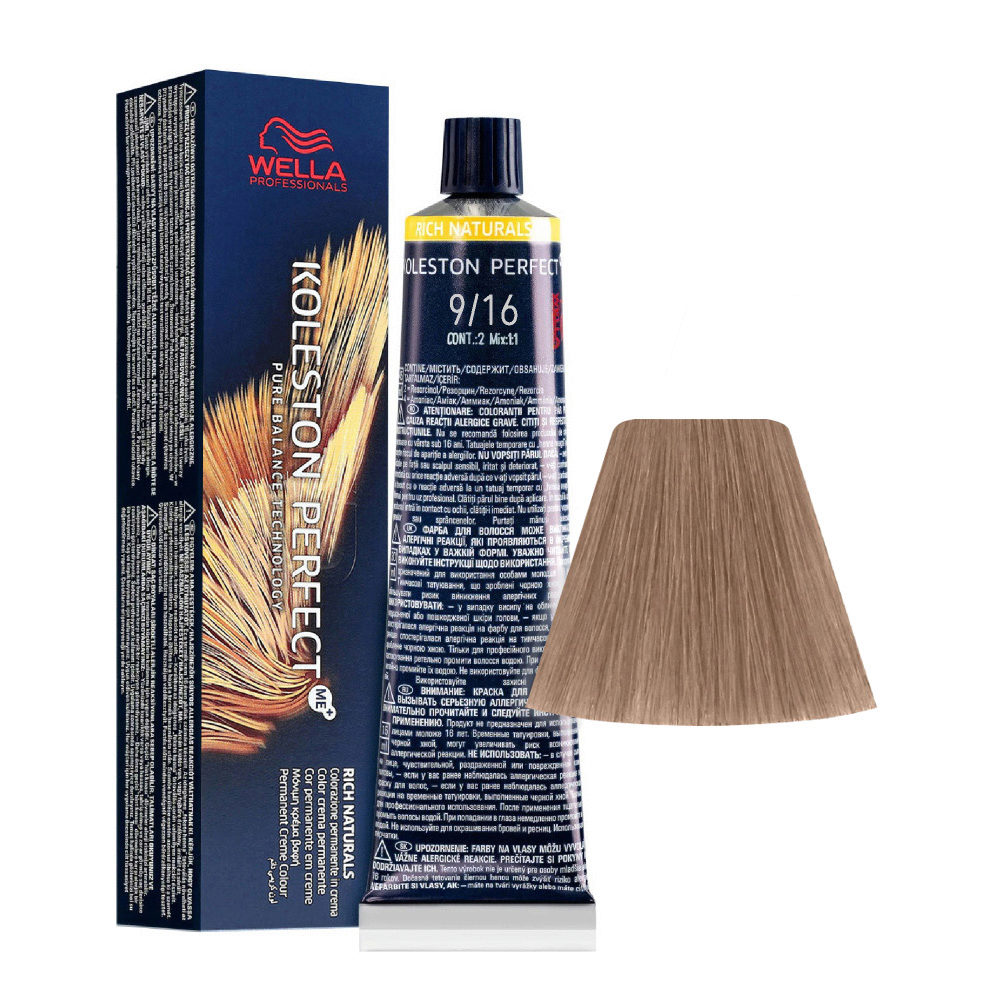 Wella Koleston Perfect Me+ Rich Naturals 9/16 Very Light  Violet Ash Blonde 60ml - permanent colouring