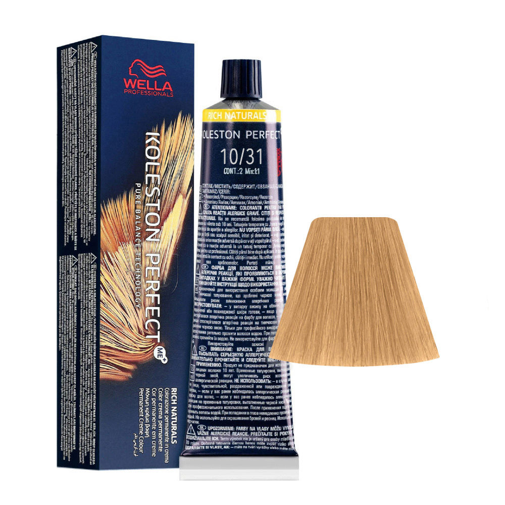 Wella Koleston Perfect Me+ Rich Naturals 10/31 Golden Platinum Ash Blonde 60ml - permanent colouring