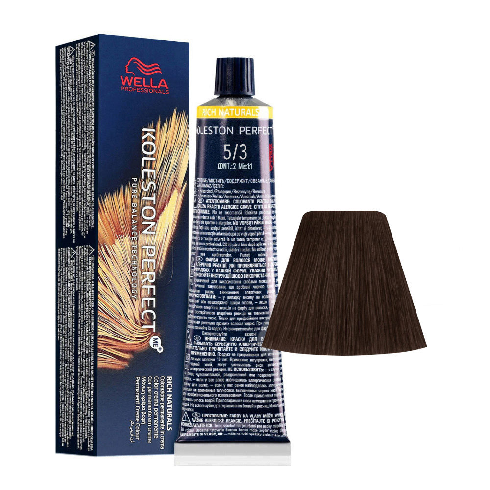 Wella Koleston Perfect Me+ Rich Naturals 5/3 Light Golden Brown 60ml - permanent colouring