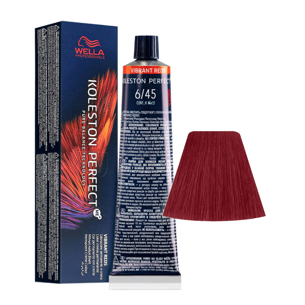 Wella Koleston Perfect Me+ Vibrant Reds 6/45 Dark Blonde Copper Mahogany 60ml - permanent colouring