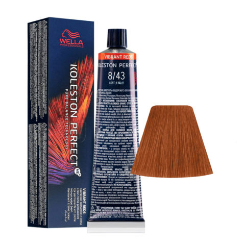 Wella Koleston Perfect Me+ Vibrant Reds 8/43 Light Blonde Golden Copper 60ml - permanent colouring