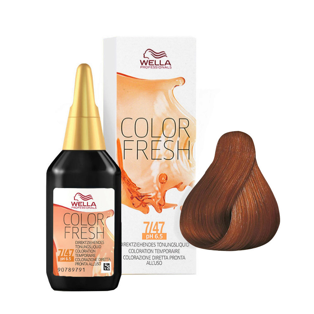Wella Color Fresh 7/47 Medium Copper Sand Blonde 75ml  - conditioning colour enhancer without ammonia