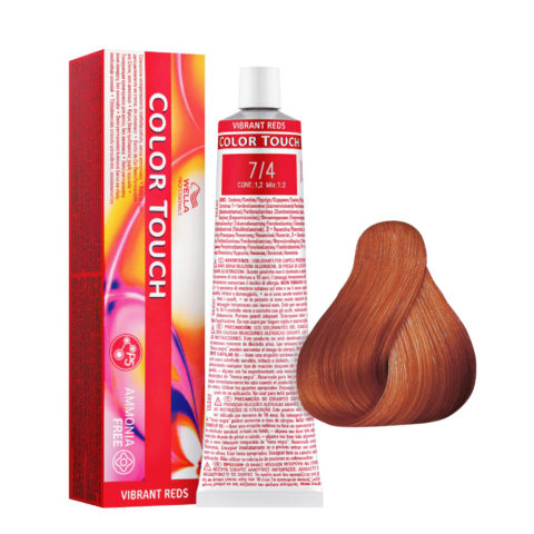7/4 Medium Red Blonde Wella Color Touch Vibrant Reds ammonia free 60ml