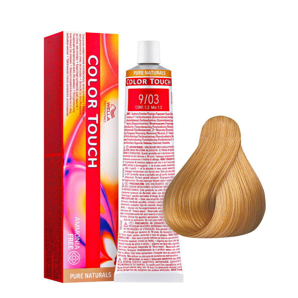 9/03 Blonde Very Clear Natural Golden Wella Color Touch Pure Naturals ammonia free 60ml