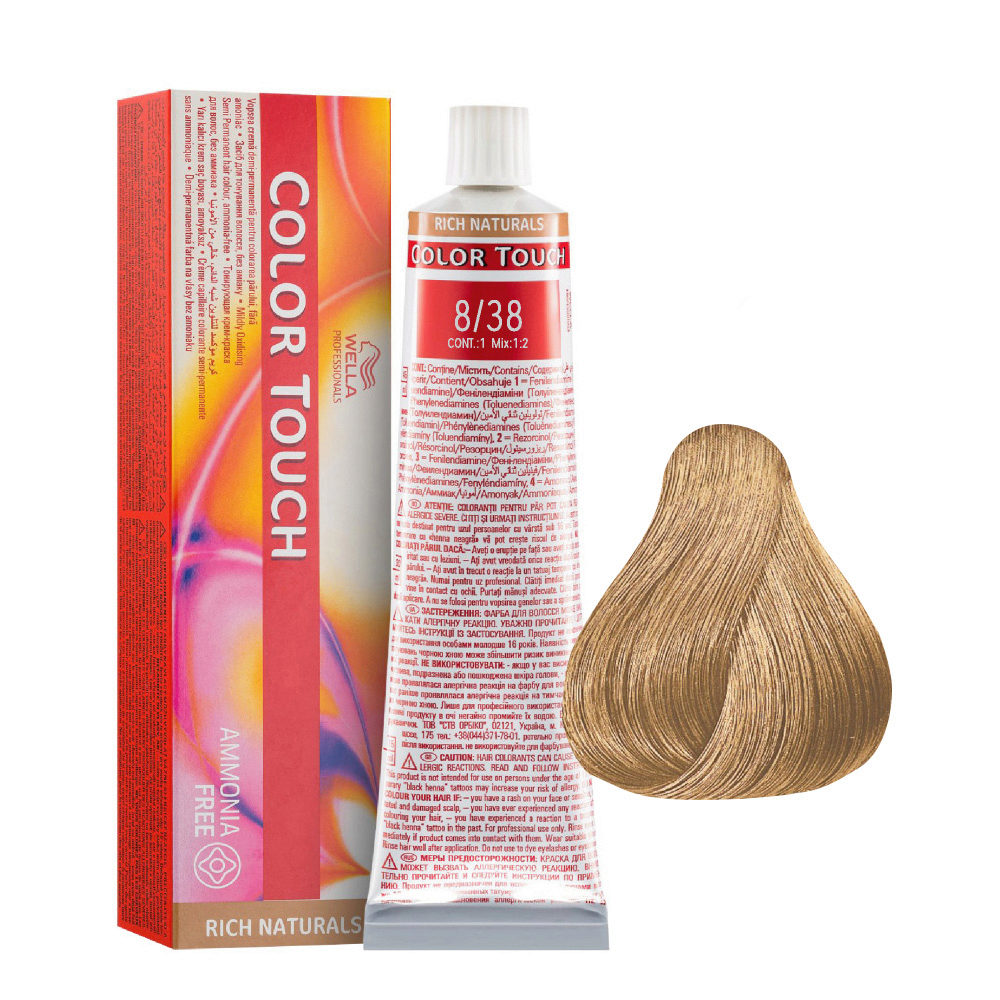8/38 Light Blonde Pearl Ash Perla Wella Color Touch Rich Naturals ammonia free 60ml