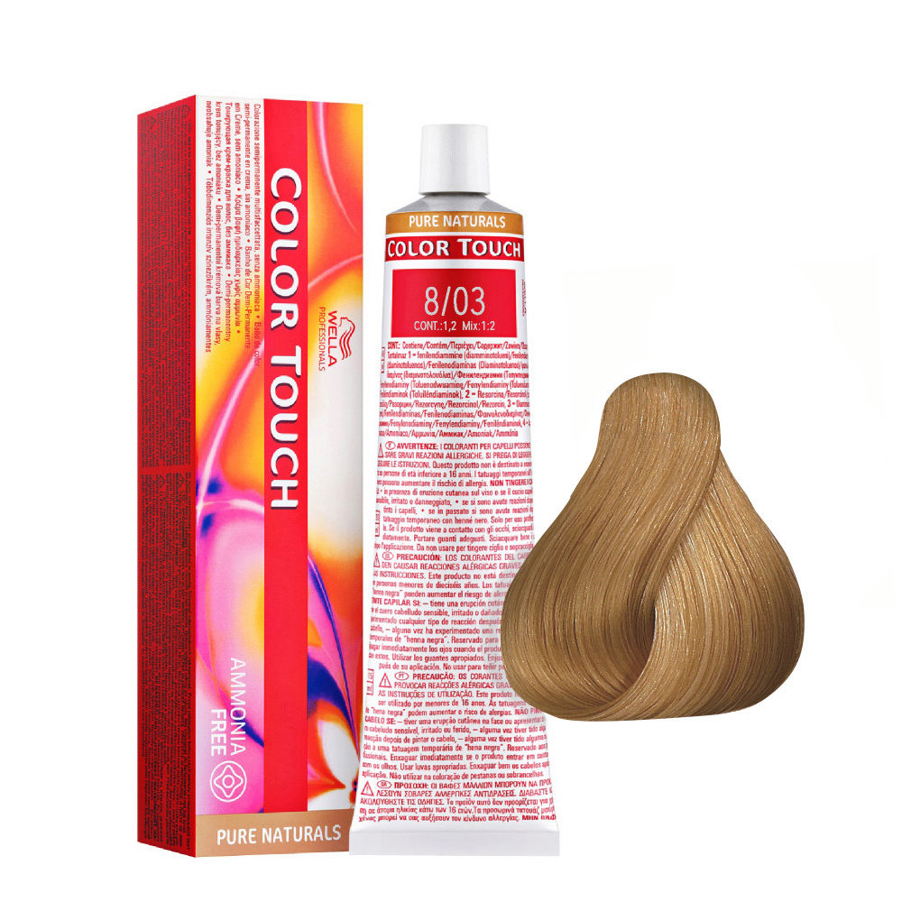 8/03 Intense light natural gold blonde Wella Color Touch Pure Naturals ammonia free 60ml