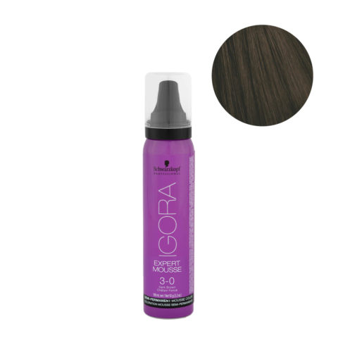 3-0 Natural Dark Brown Schwarzkopf Igora Expert Mousse 100ml - semi-permanent colouring foam