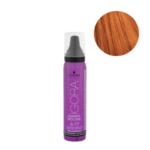 8-77 Light Blonde Copper Extra Schwarzkopf Igora Expert Mousse 100ml - Demi Permanent Coloring Foam