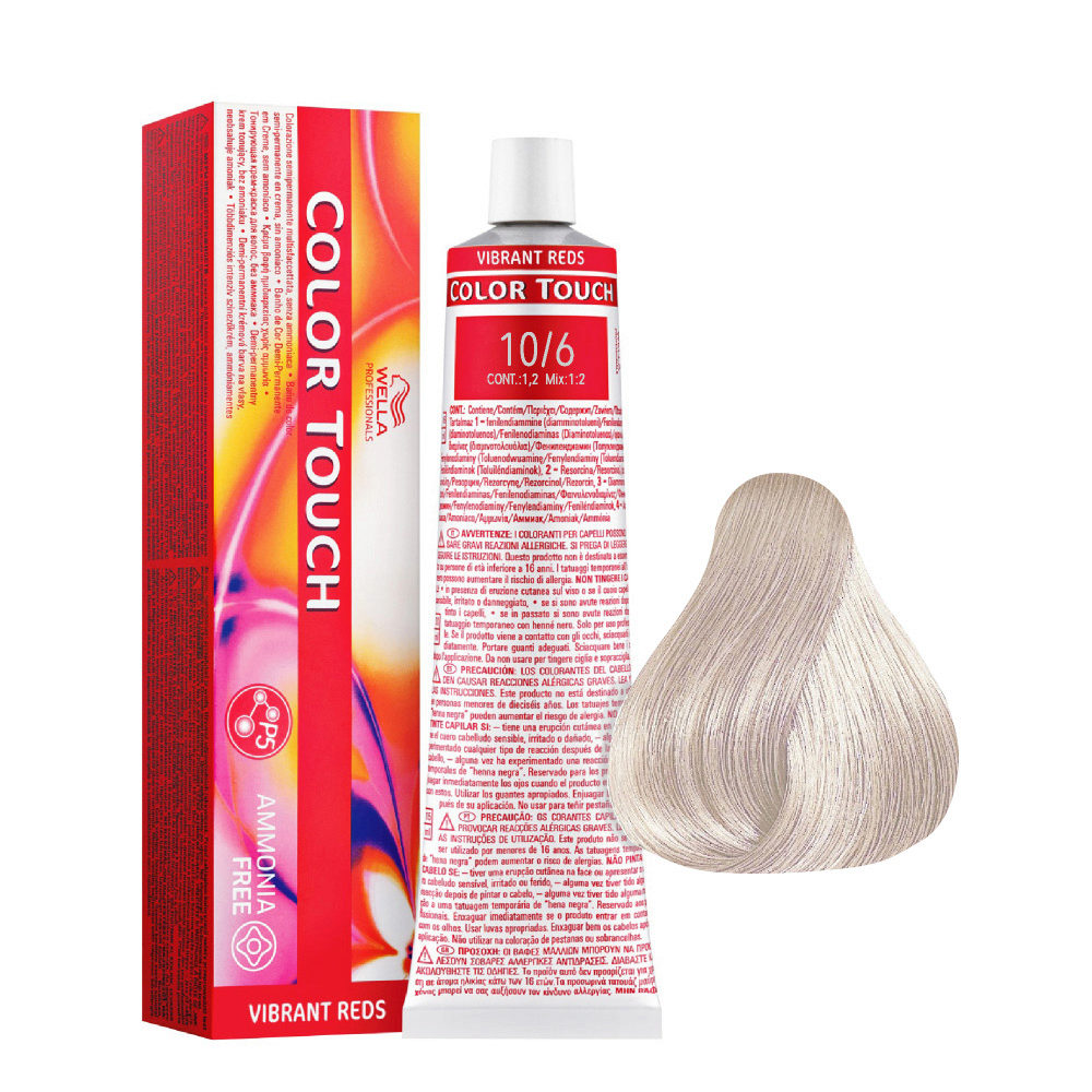 Wella Color Touch Vibrant Reds 10/6 Platinum  Violet Blonde 60ml - semi-permanent color without ammonia