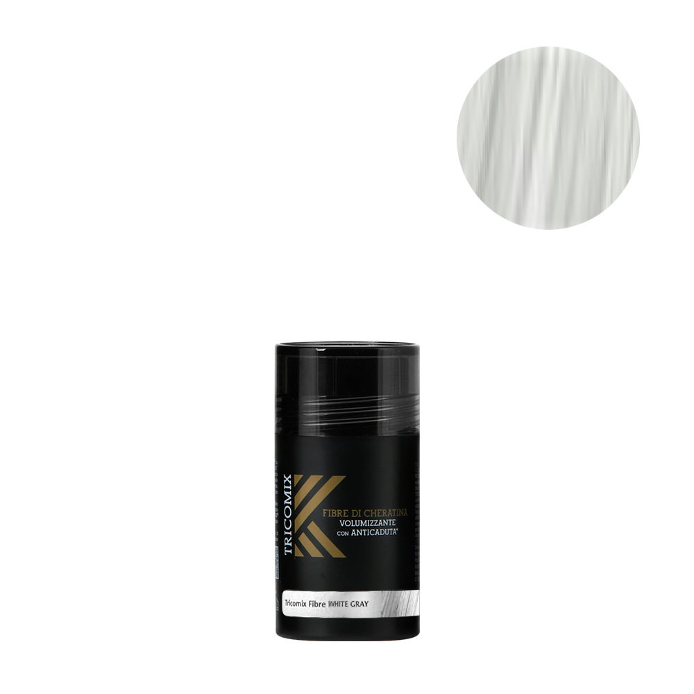 Tricomix Fibre White Gray 12gr - Volumizing Keratin Fibers With Anti Hair Loss Principles