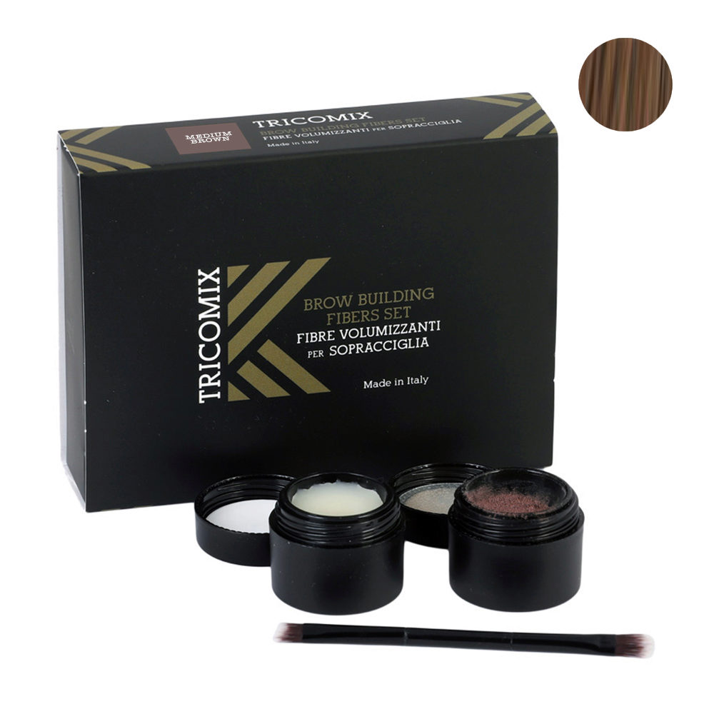 Tricomix Brow Medium Brown 1,2g + 2g - Volumizing Keratin Fibers for Eyebrows