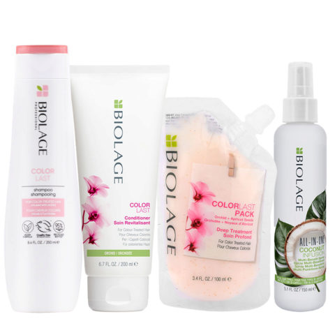 Biolage Colorlast Shampoo 250ml Conditioner 200ml Pack 100ml e All In One Coconut Spray 150ml