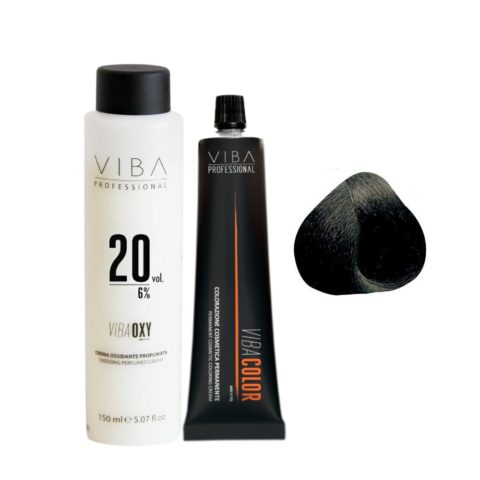 Viba Professional Kit Color 1 Black and Developer 20 vol