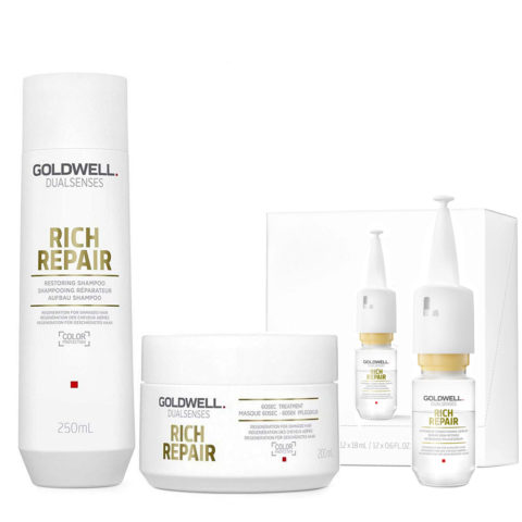 Goldwell Dualsenses Rich Repair Restoring 60Sec Treatment 200ml Shampoo 250ml Serum 12x18ml