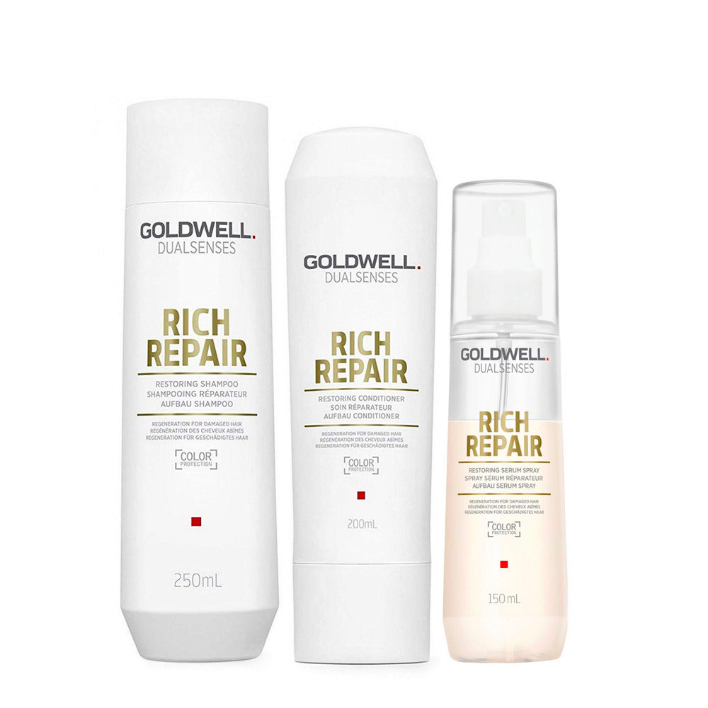 Goldwell Dualsenses Rich Repair Restoring Serum Spray 150ml Shampoo 250ml Conditioner 200ml