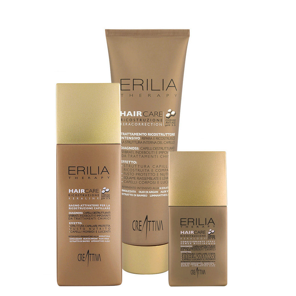 Creattiva Erilia kit Shampoo 250ml Maschera 300ml Balsamo Spray 150ml - Reconstructing